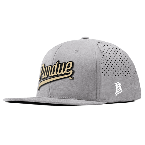 Purdue University "Purdue Script Gold" Flat Performance Heather Gray