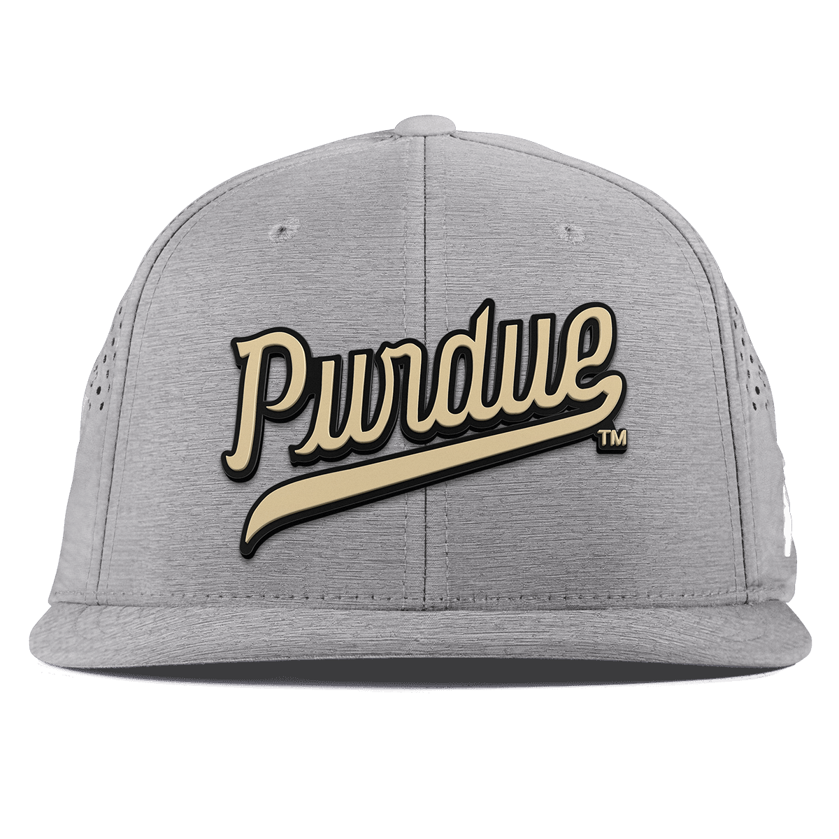 Purdue University "Purdue Script Gold" Flat Performance Heather Gray