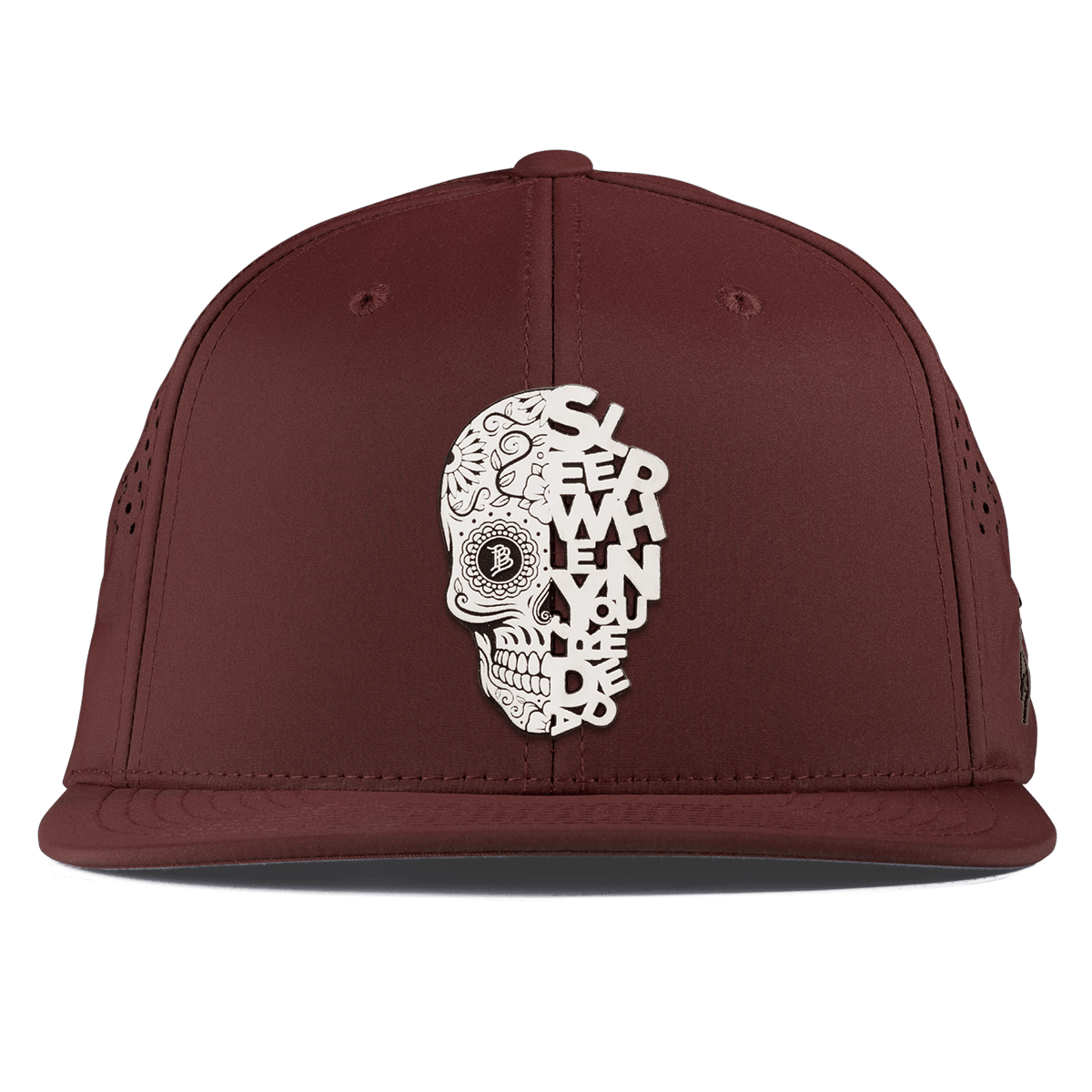 Sleep When You're Dead Skull Flat Performance Maroon