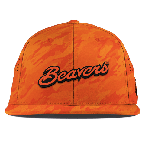Oregon State University "Beavers Script" Flat Performance Blaze Orange Camo