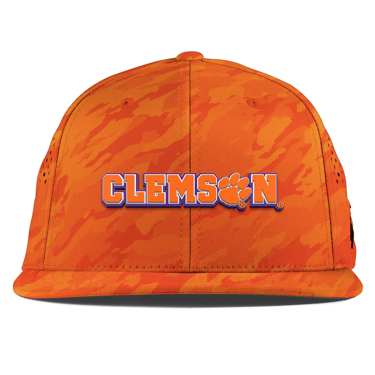 Clemson University "Clemson Block" Flat Performance Blaze Orange Camo