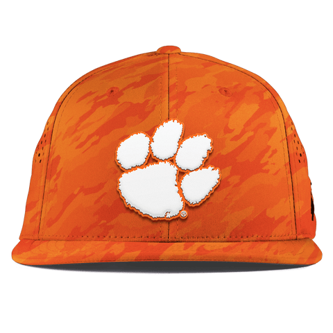 Clemson University "Clemson Tigers Paw" Flat Performance Blaze Orange Camo