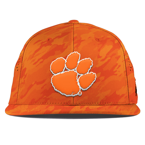 Clemson University "Clemson Tiger Paw" Flat Performance Blaze Orange Camo