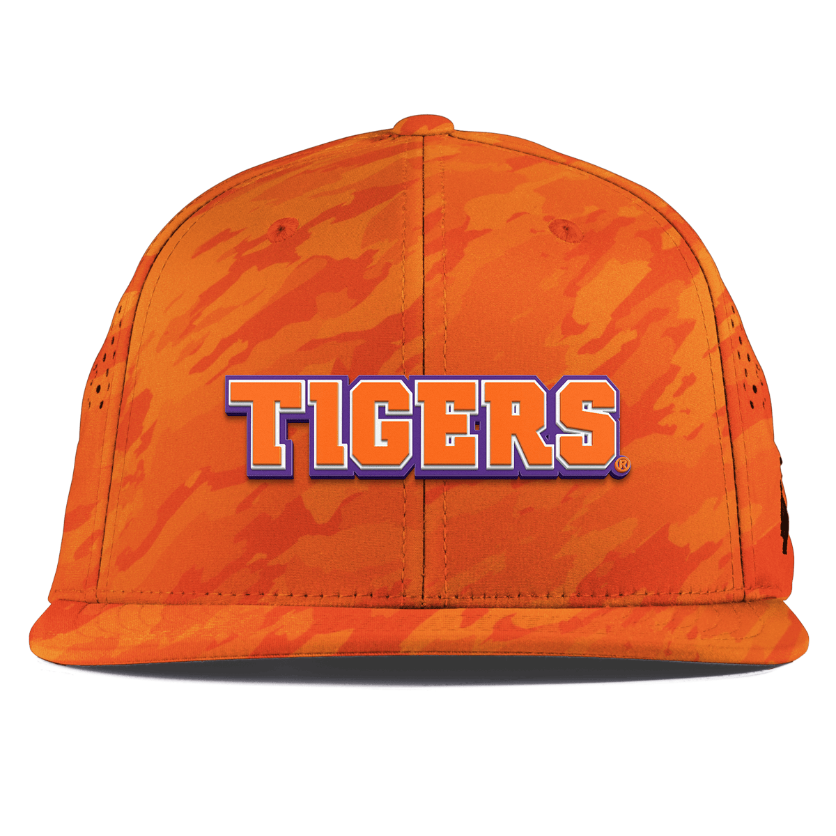 Clemson University "Clemson Tigers Block" Flat Performance Blaze Orange Camo