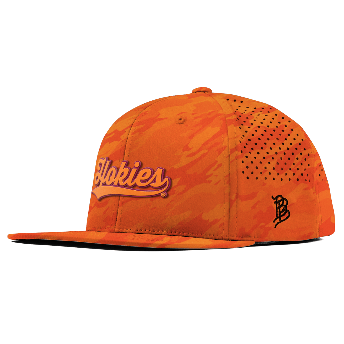 Virginia Tech University "Hokies Script" Flat Performance Blaze Orange Camo
