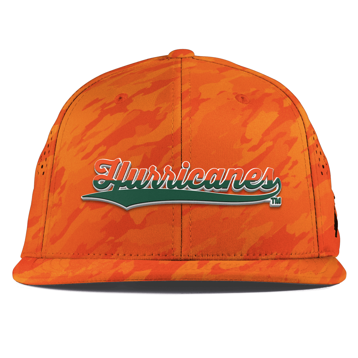 University of Miami "Hurricanes Script" Flat Performance Blaze Orange Camo