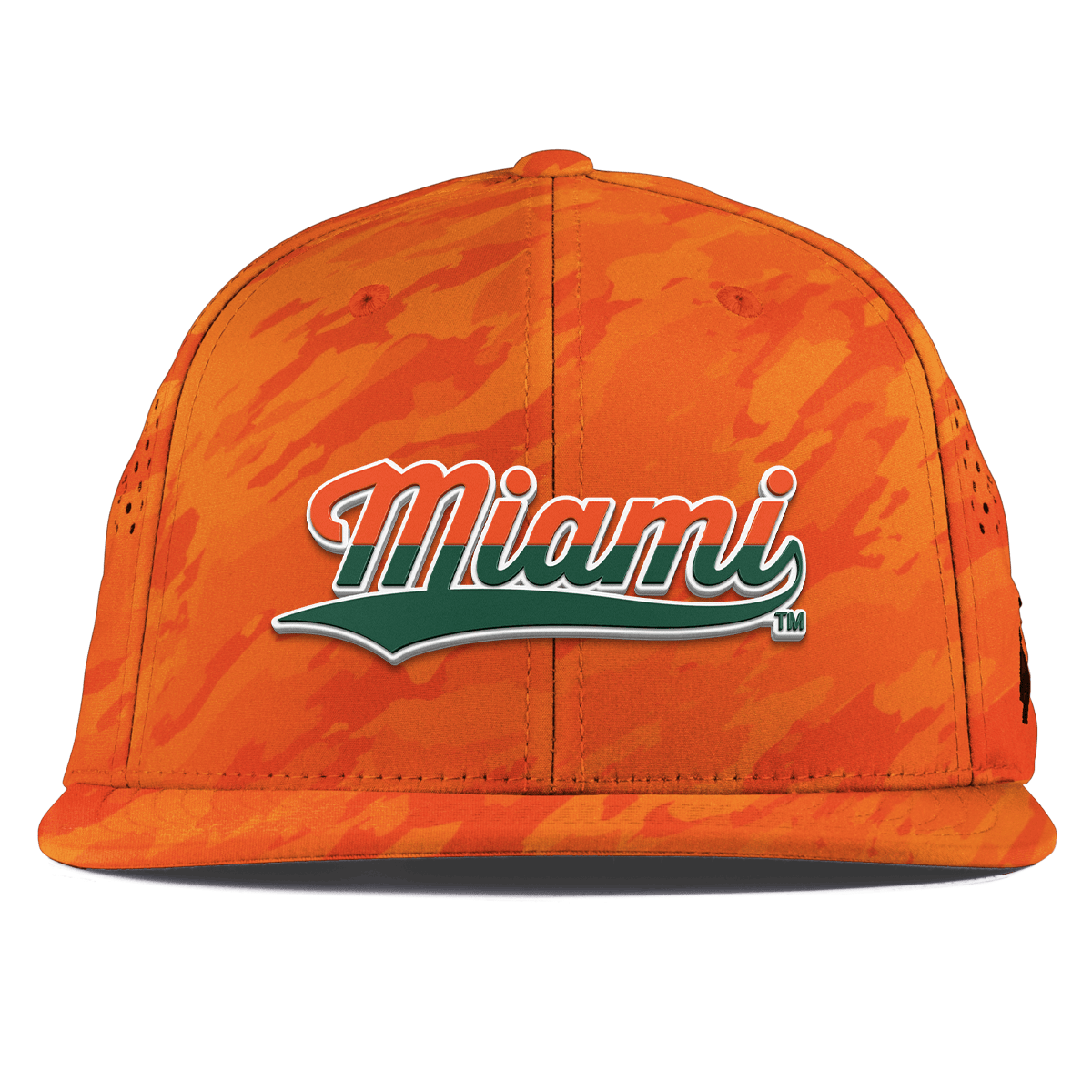 University of Miami "Miami Script" Flat Performance Blaze Orange Camo