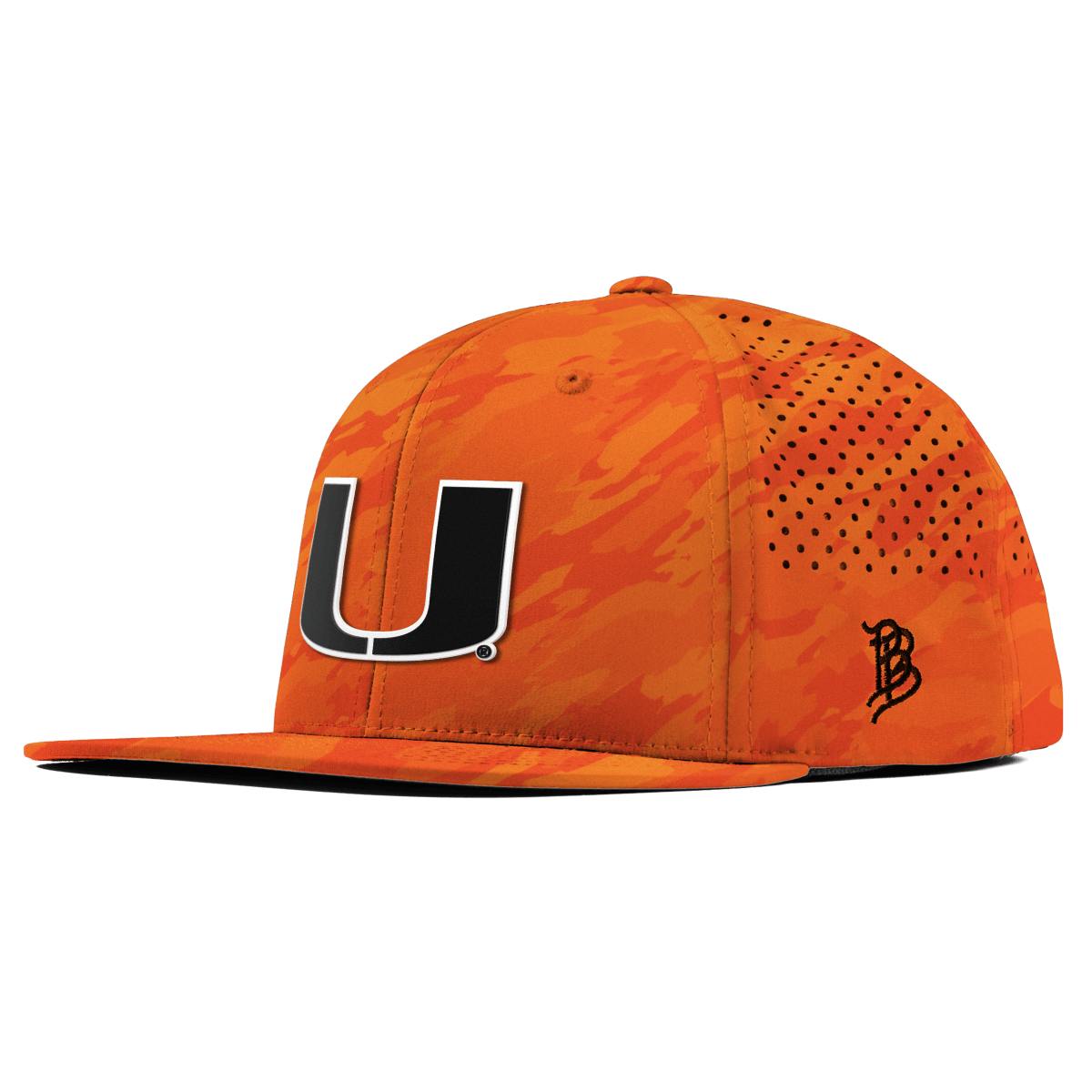 University of Miami "Vintage Miami Team Logo" Flat Performance Blaze Orange Camo