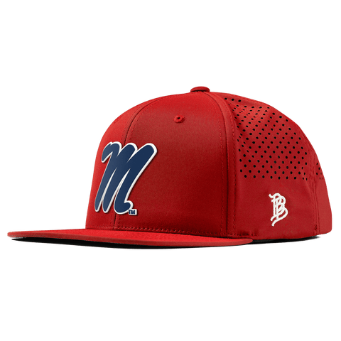 University of Mississippi "Ole Miss Block M Navy" Flat Performance Red