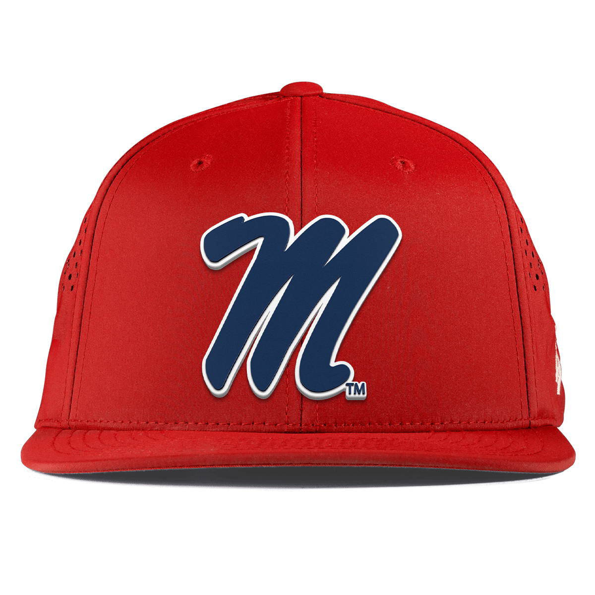 University of Mississippi "Ole Miss Block M Navy" Flat Performance Red