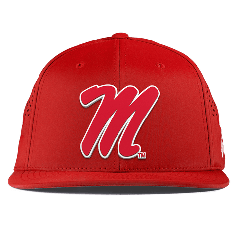 University of Mississippi "Ole Miss Block M Red" Flat Performance Red