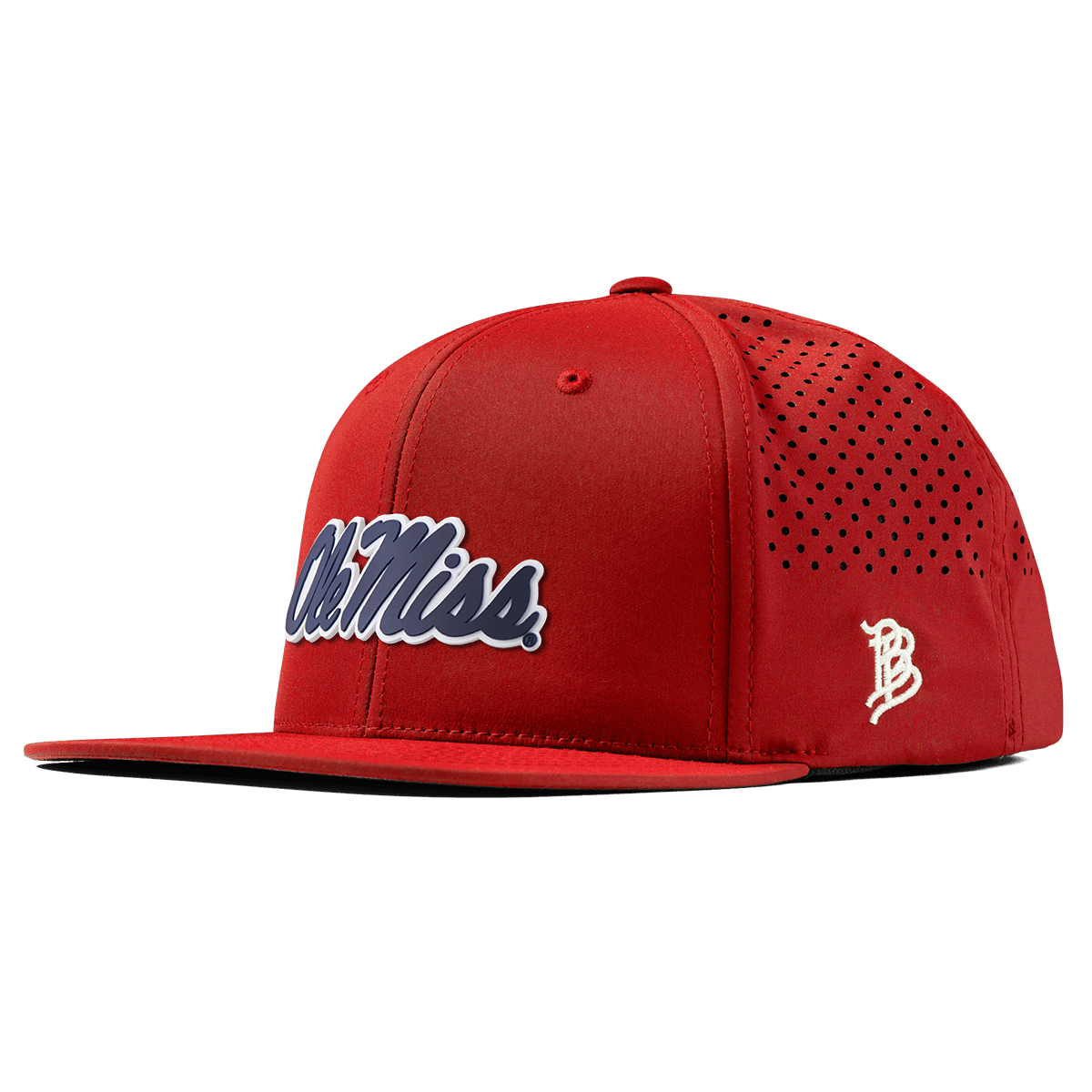 University of Mississippi "Ole Miss Navy Script" Flat Performance Red