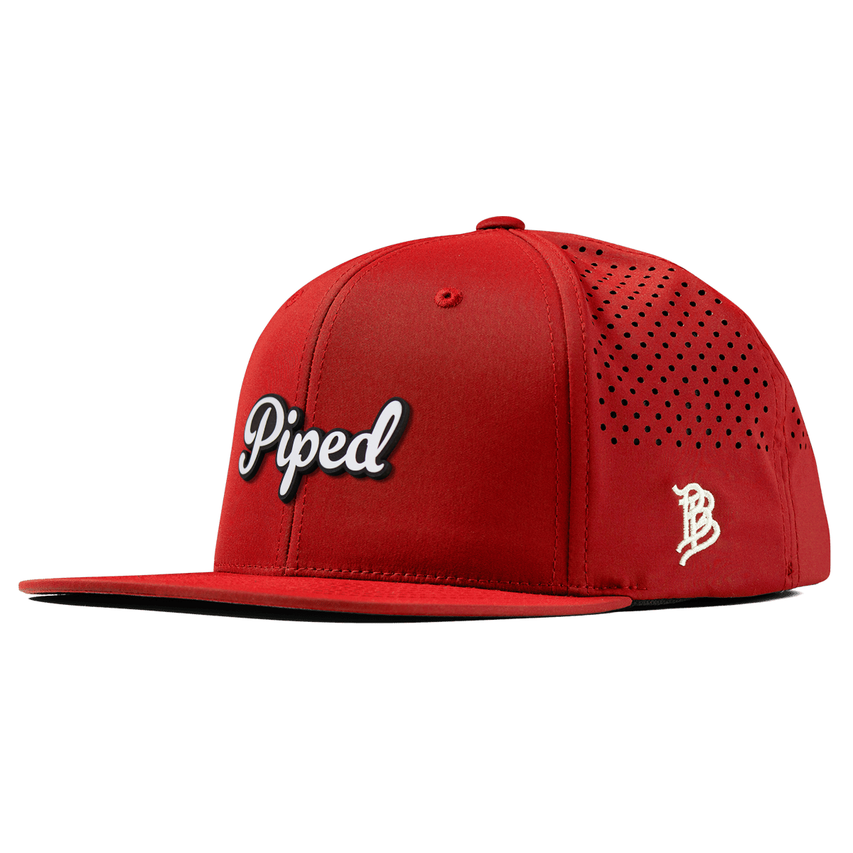 Piped Script Flat Performance Red