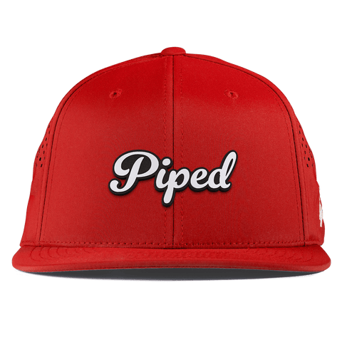 Piped Script Flat Performance Red