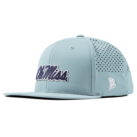 University of Mississippi "Ole Miss Navy Script" Flat Performance Sky Blue
