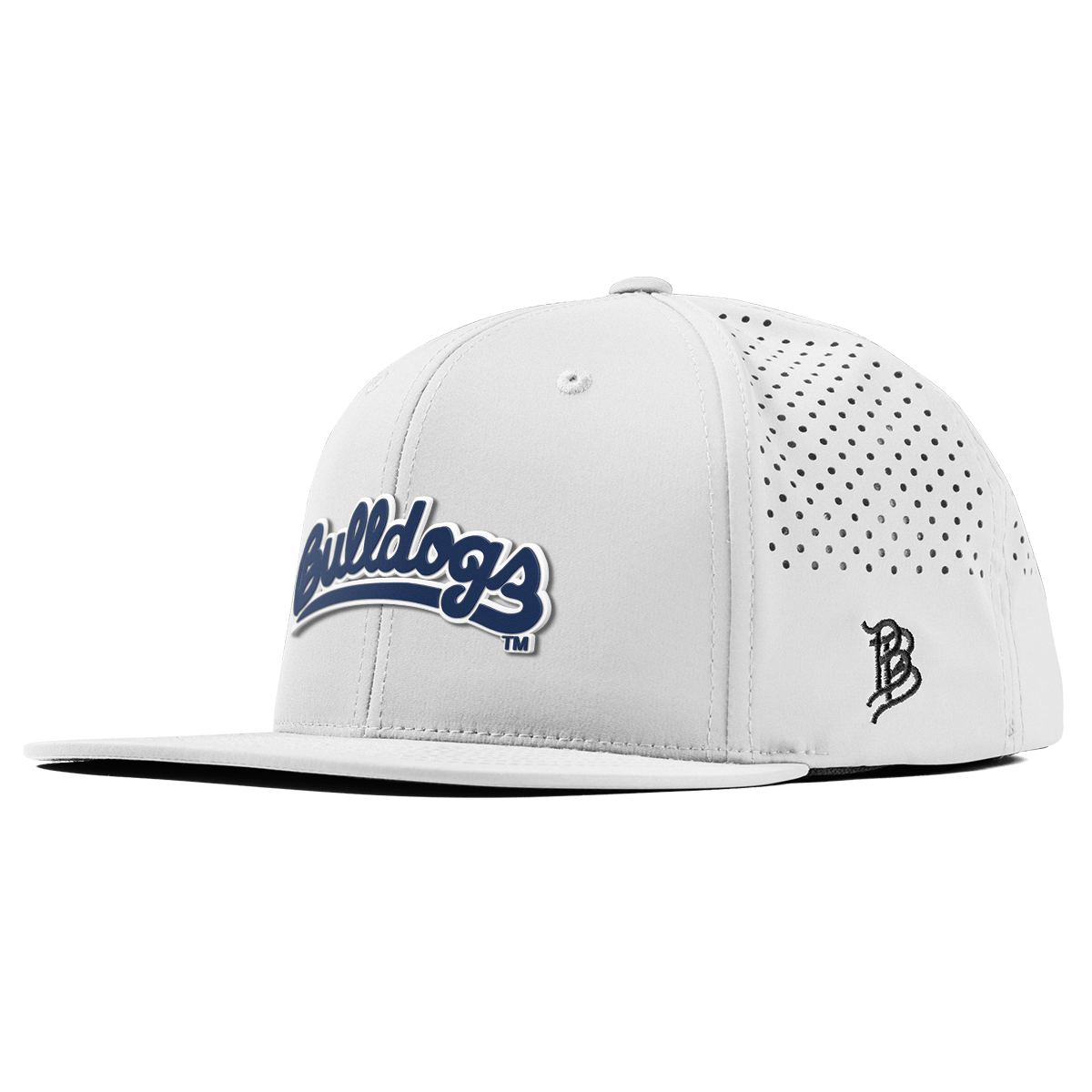 Fresno State University "Bulldogs Script Navy" Flat Performance White