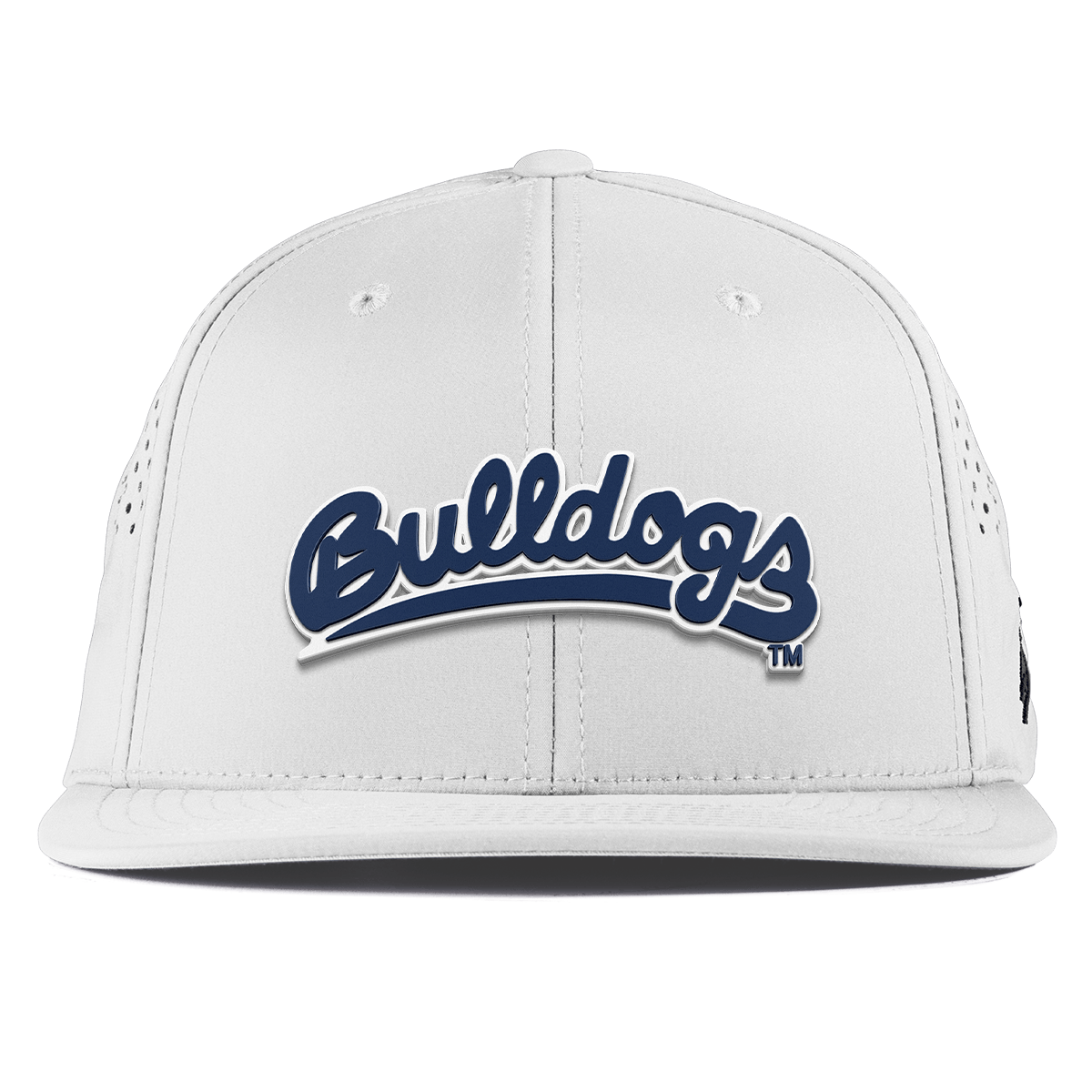 Fresno State University "Bulldogs Script Navy" Flat Performance White