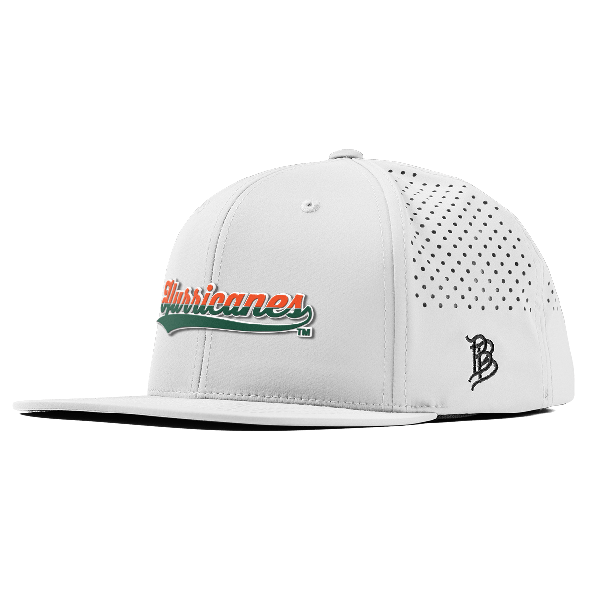University of Miami "Hurricanes Script" Flat Performance White