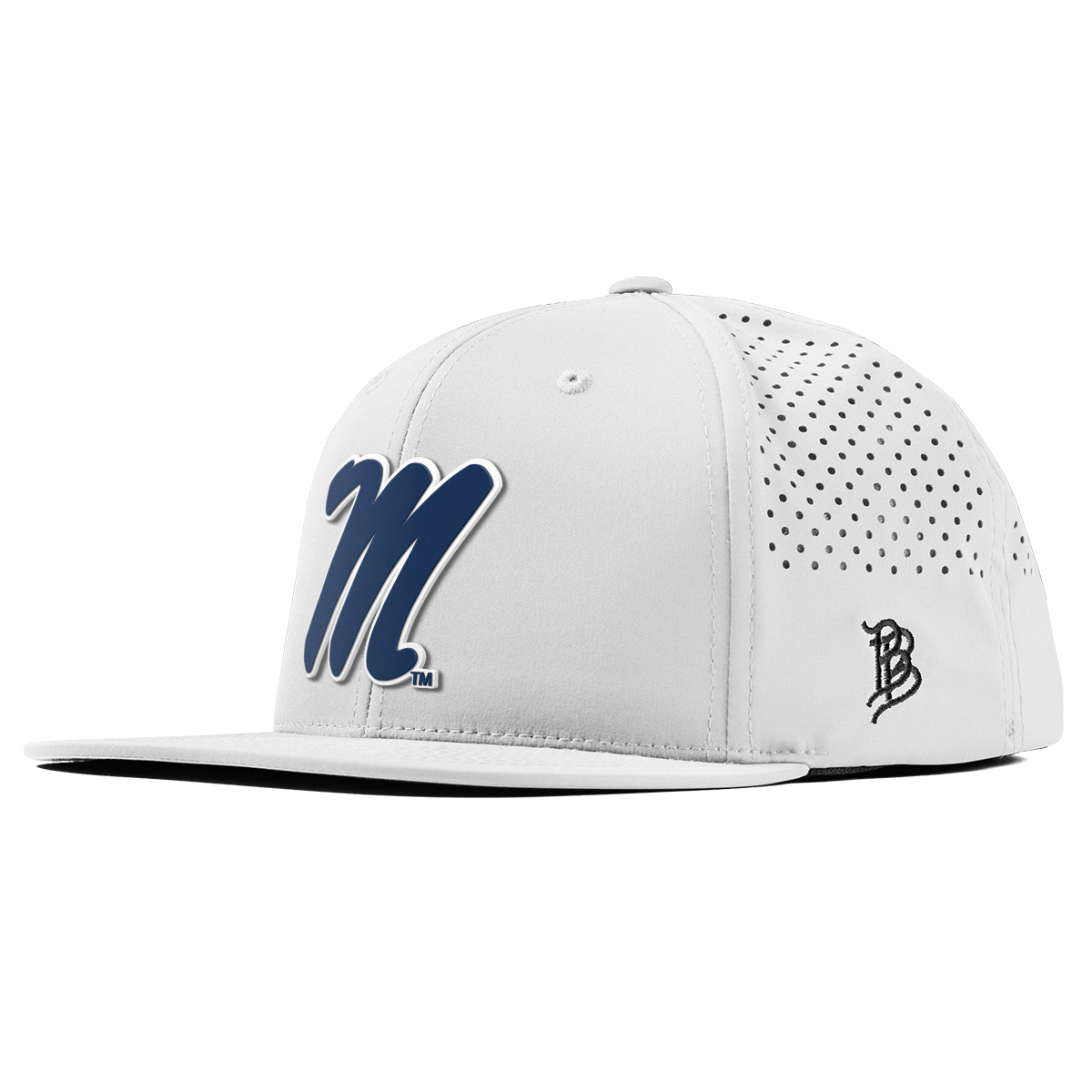 University of Mississippi "Ole Miss Block M Navy" Flat Performance White