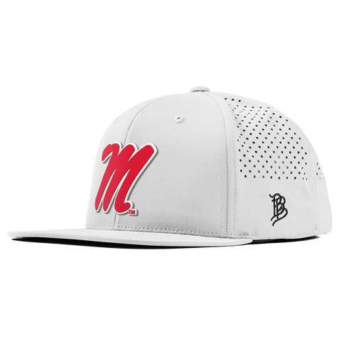 University of Mississippi "Ole Miss Block M Red" Flat Performance White
