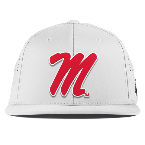University of Mississippi "Ole Miss Block M Red" Flat Performance White