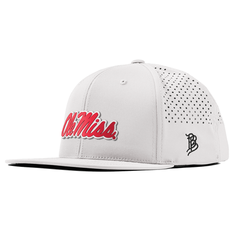 University of Mississippi "Ole Miss Crimson Script" Flat Performance White