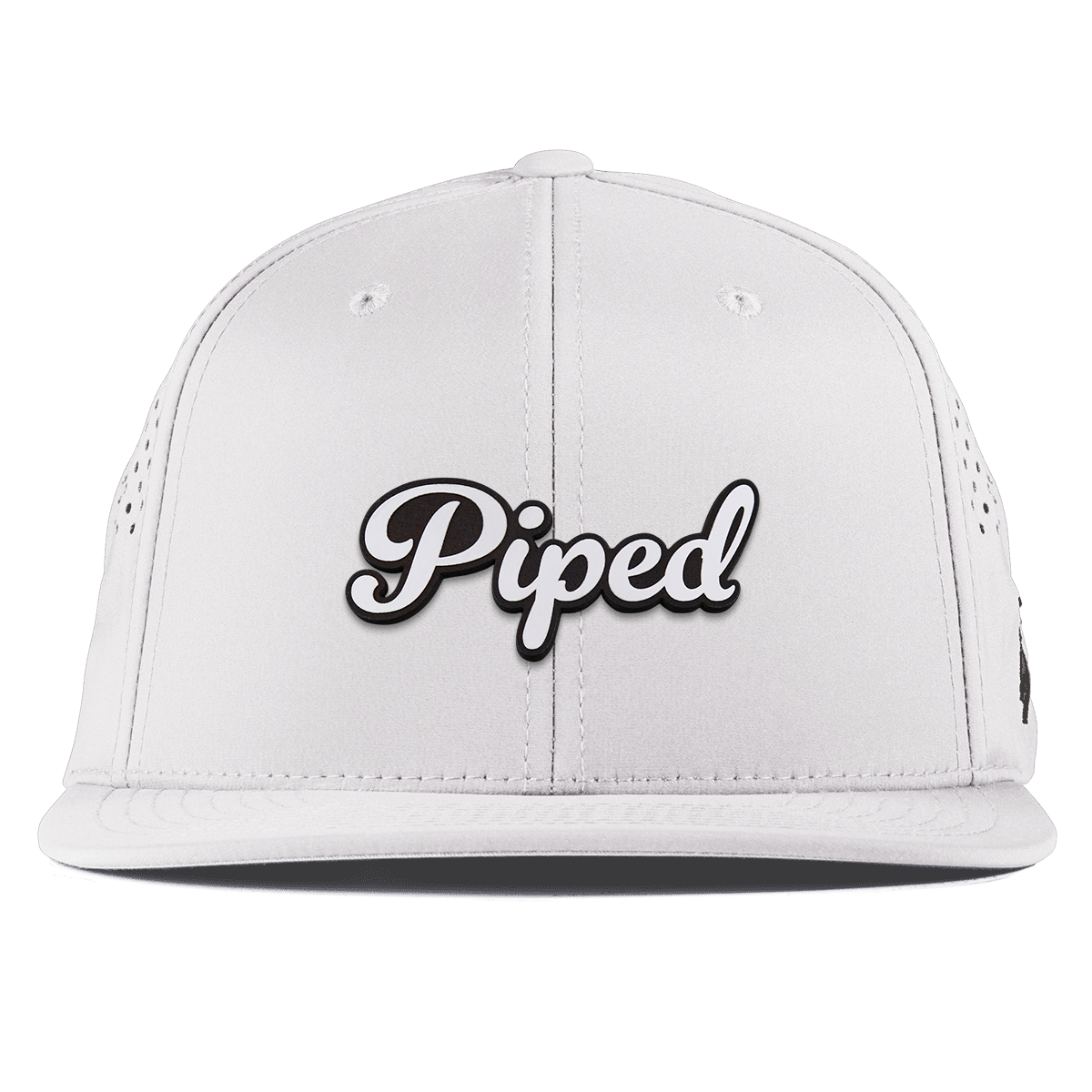 Piped Script Flat Performance White