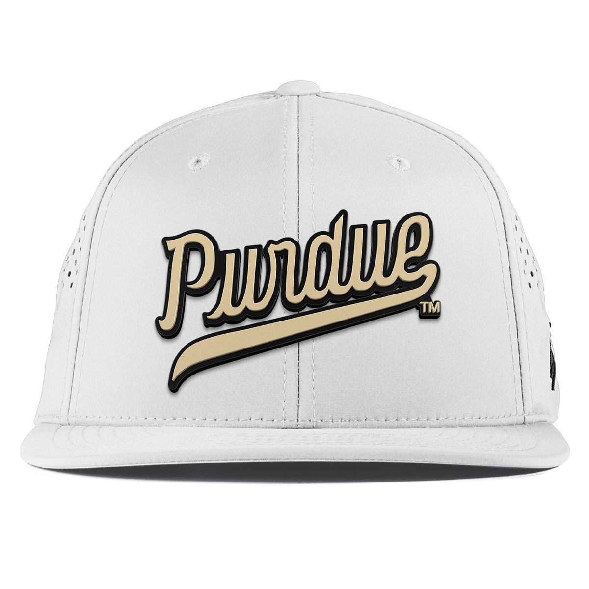 Purdue University "Purdue Script Gold" Flat Performance White