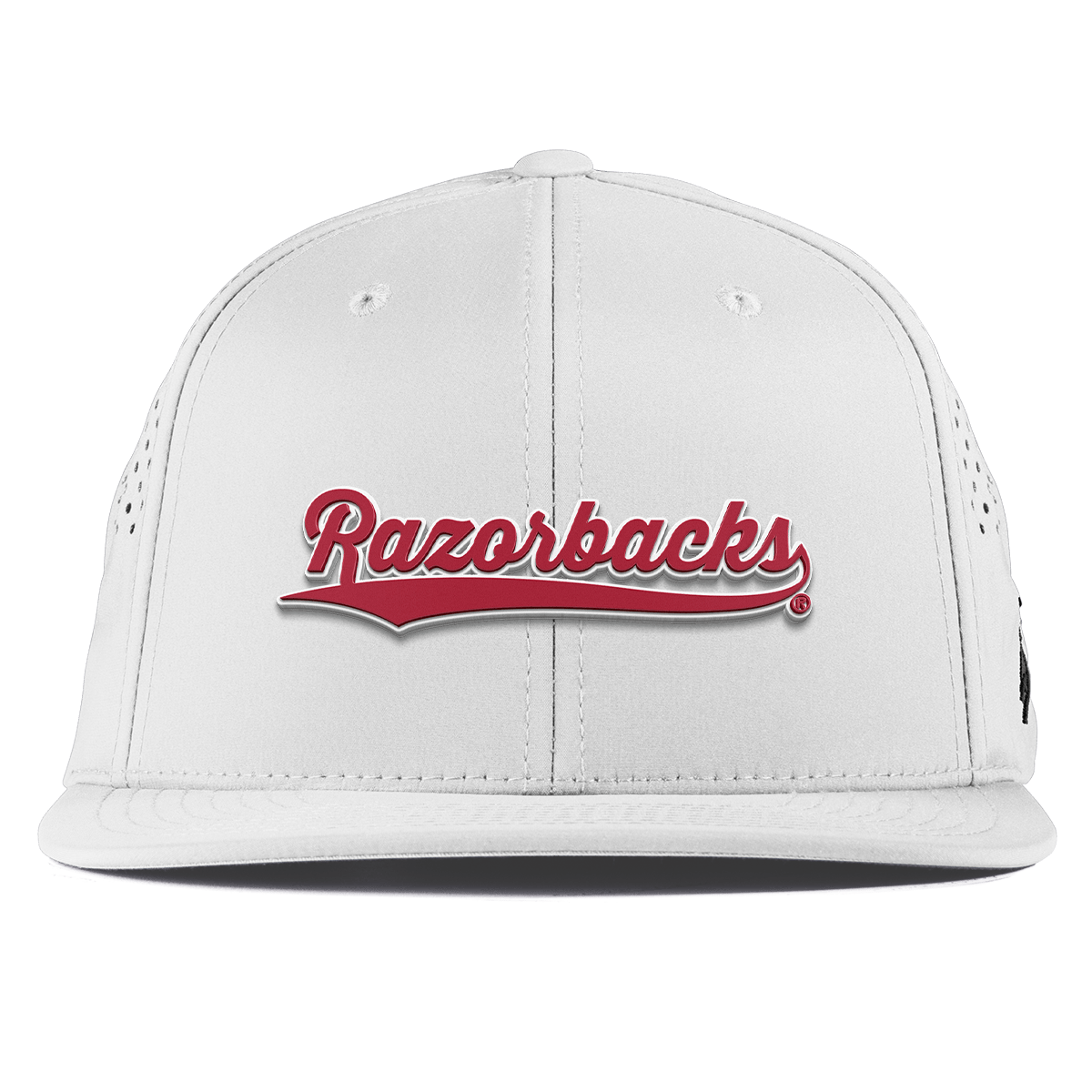 University of Arkansas "Razorback Script" Flat Performance White
