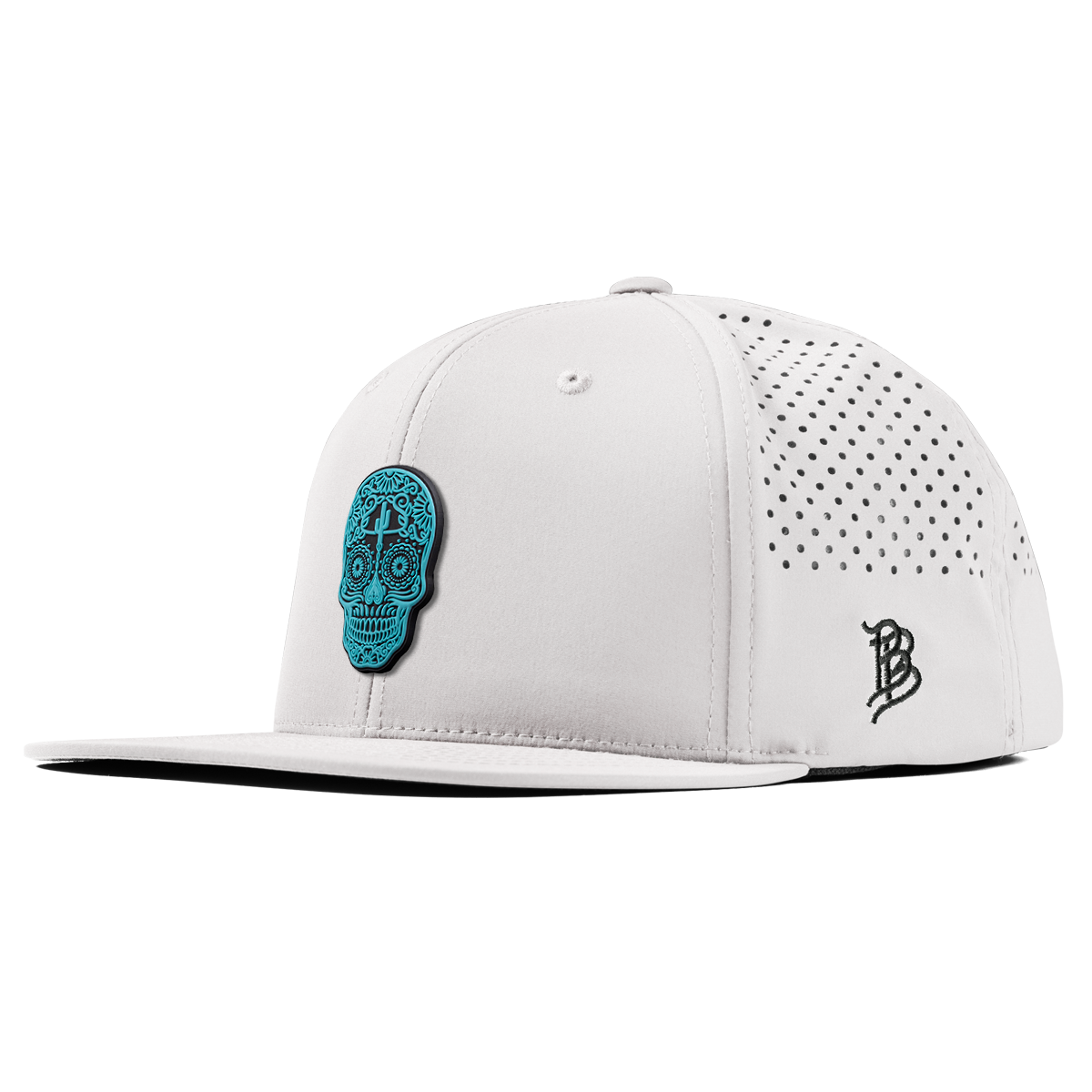 Turquoise Skull PVC Flat Performance White