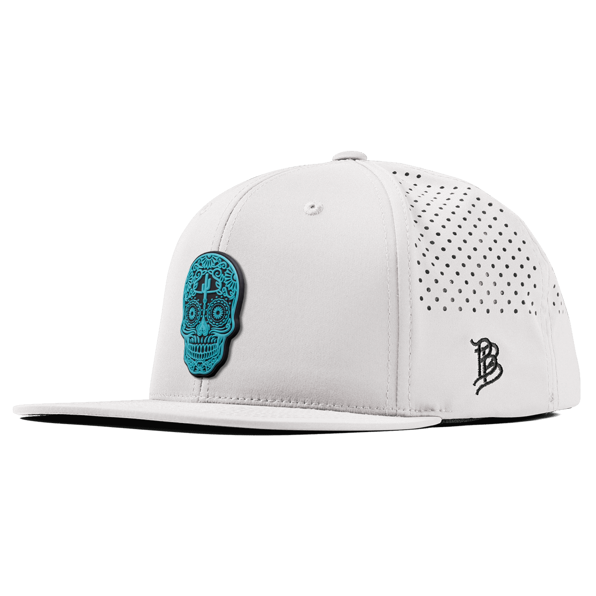 Turquoise Skull PVC Flat Performance White