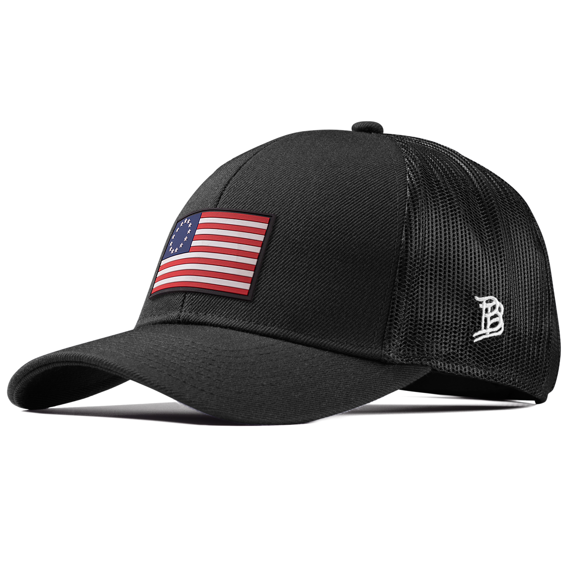 1776 PVC Stretch Snapback Trucker Black