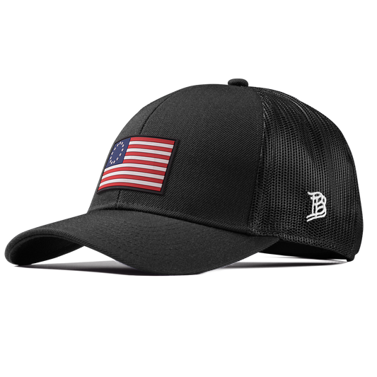 1776 PVC Stretch Snapback Trucker Black