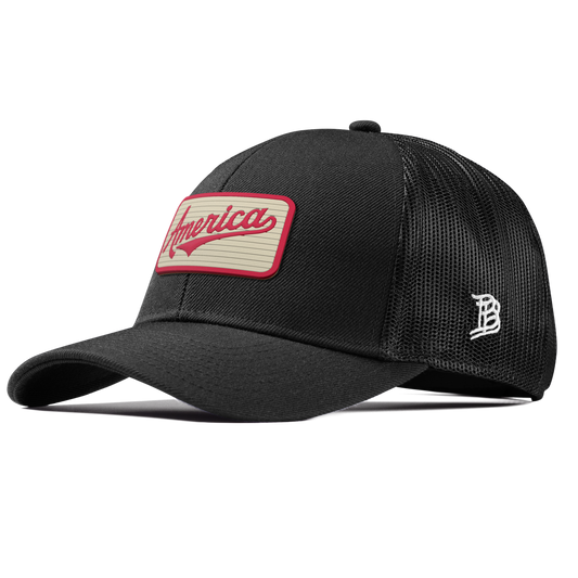 America Badge Curved Stretch Trucker Black