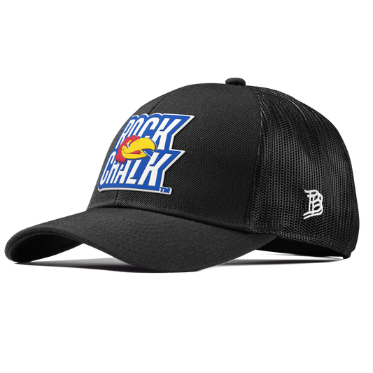 University of Kansas "Kansas Rock Chalk Block" Curved Stretch Trucker Black