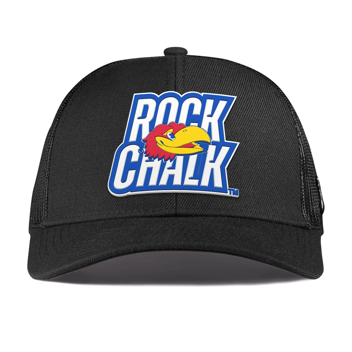 University of Kansas "Kansas Rock Chalk Block" Curved Stretch Trucker Black