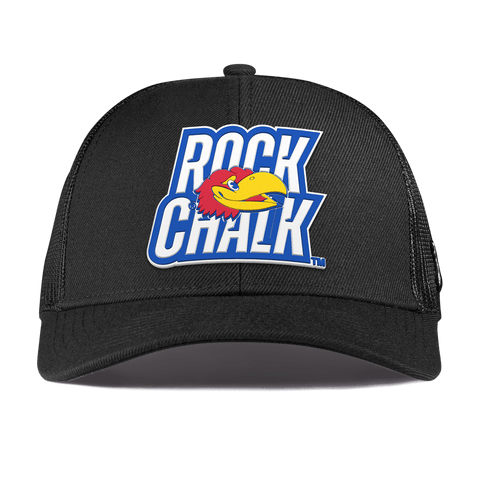 University of Kansas "Kansas Rock Chalk Block" Curved Stretch Trucker Black