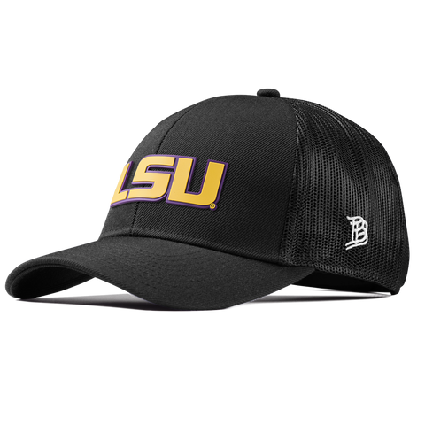 Louisiana State University "LSU Gold Block " Stretch Snapback Trucker Black