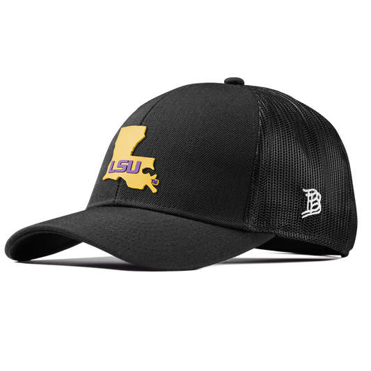 Louisiana State University "LSU Gold State" Stretch Snapback Trucker Black