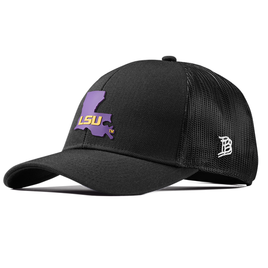 Louisiana State University "LSU State" Stretch Snapback Trucker Black