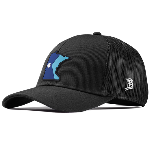 Minnesota 32 PVC Stretch Snapback Trucker Black