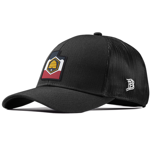 Utah 45 PVC Stretch Snapback Trucker Black