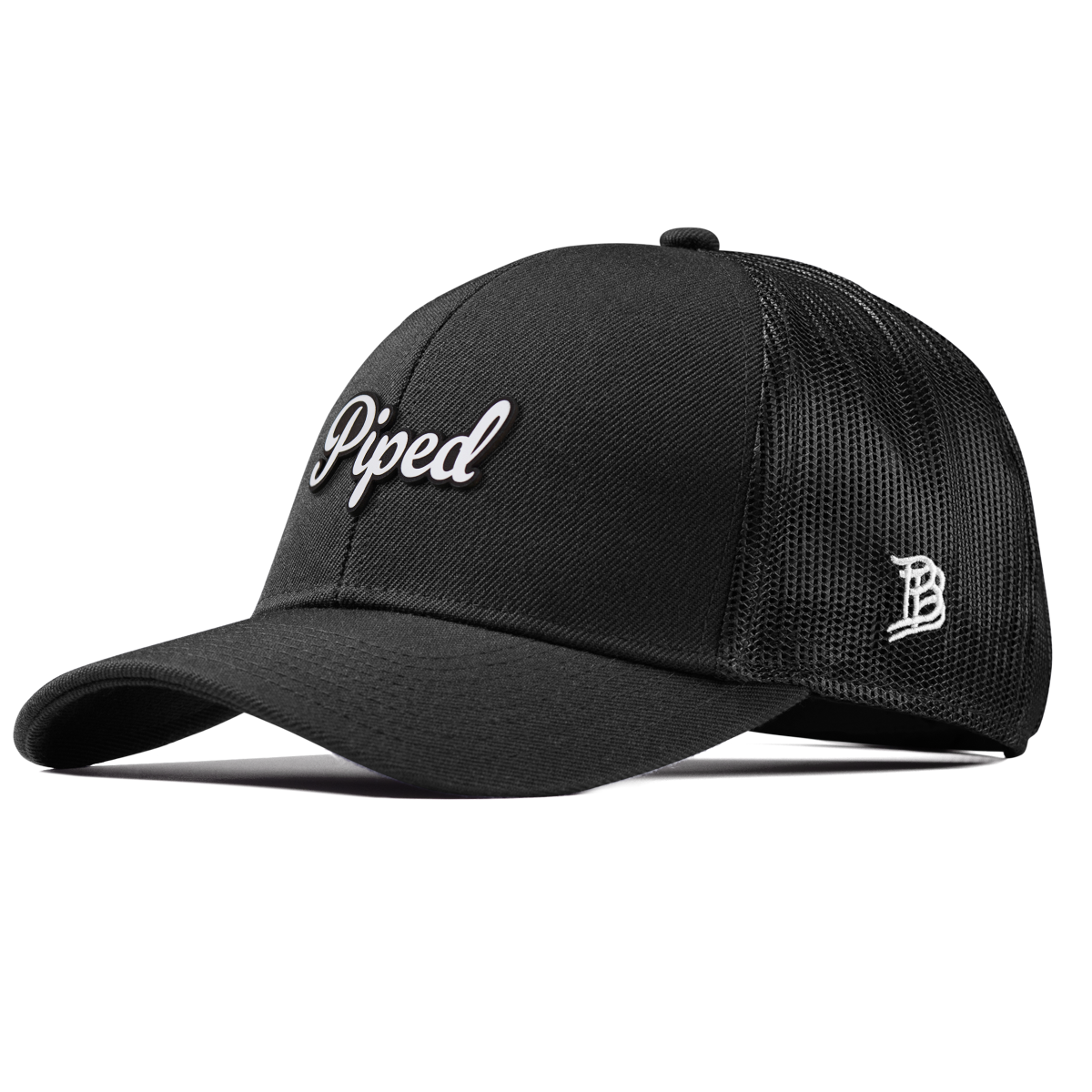 Piped Script Curved Stretch Trucker Black