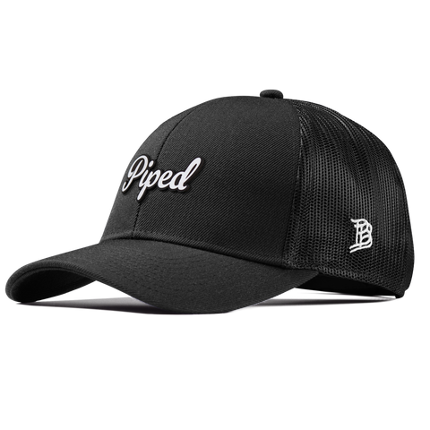 Piped Script Curved Stretch Trucker Black