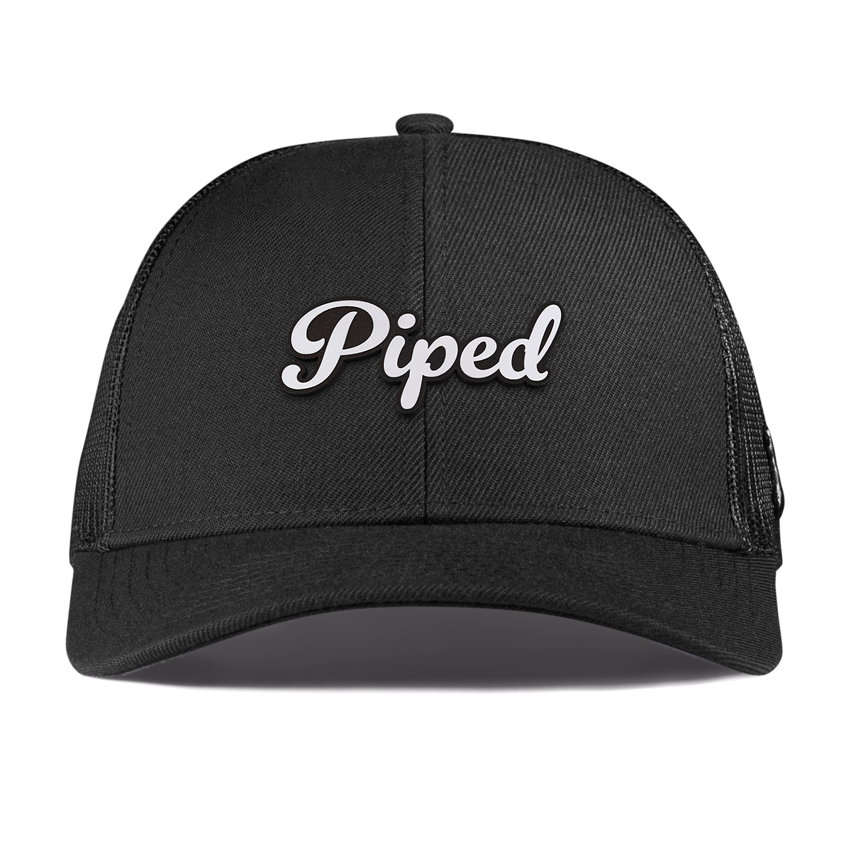 Piped Script Curved Stretch Trucker Black
