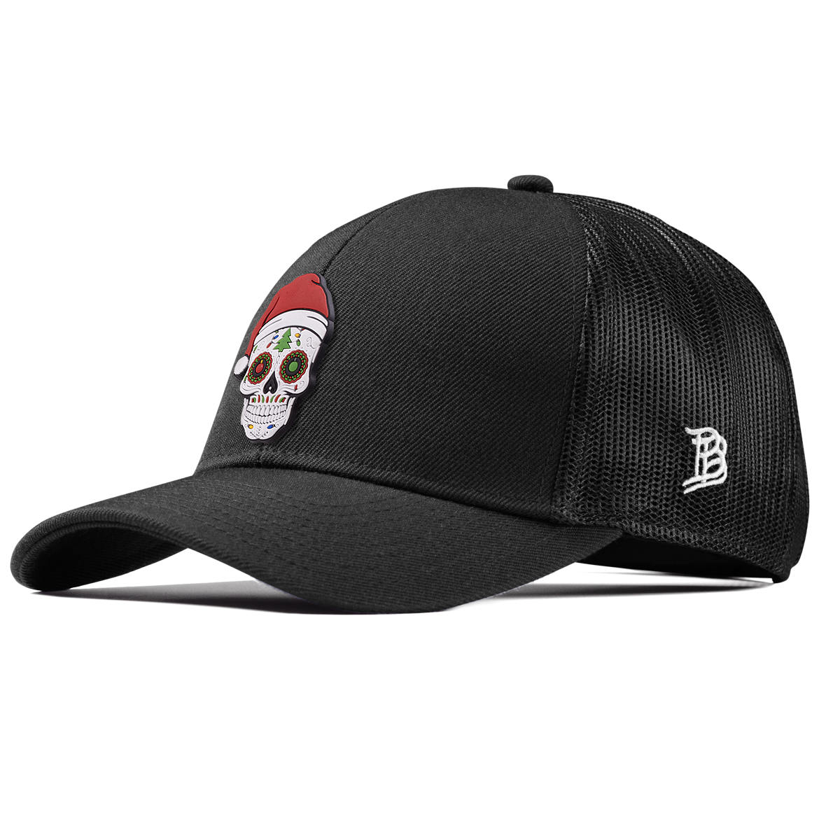 Santa Skull PVC Stretch Snapback Trucker Black