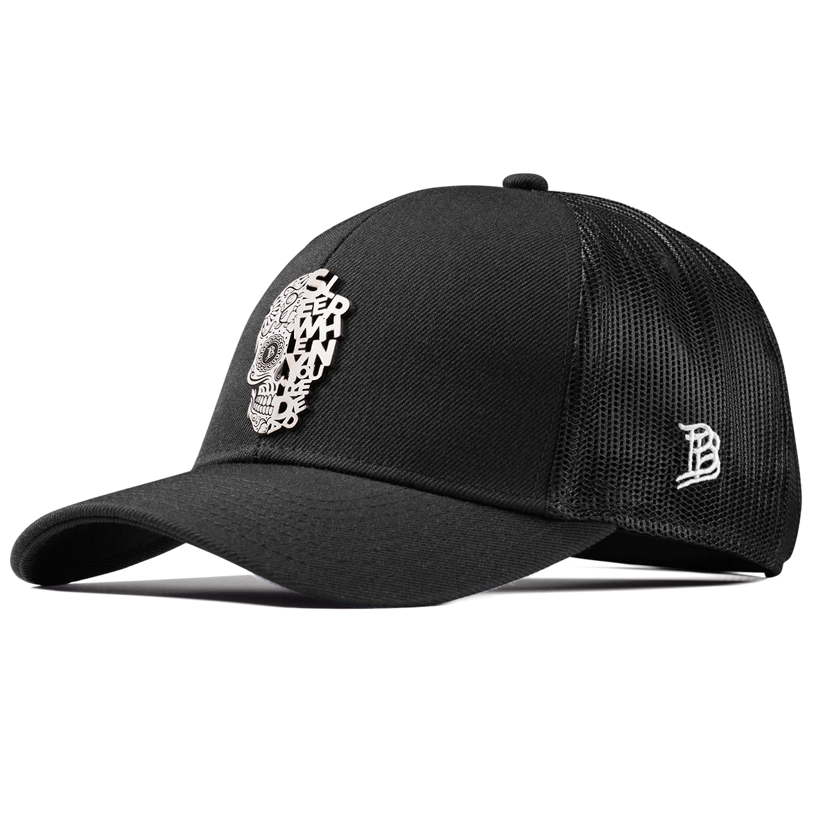 Sleep When You're Dead Skull Stretch Snapback Trucker Black