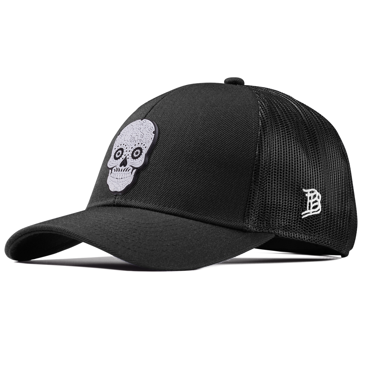 Sugar Skull PVC Stretch Snapback Trucker Black