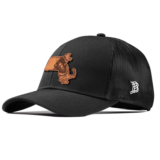 Massachusetts 6 Stretch Snapback Trucker Black