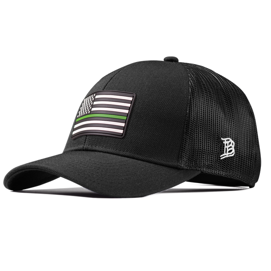 Thin Green Line PVC Stretch Snapback Trucker Black